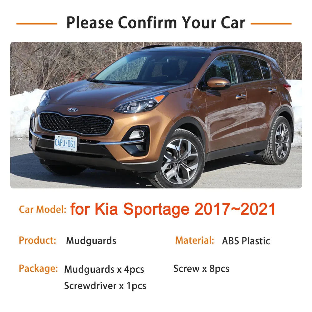 For Kia Sportage 2019 2017~2021 KX5 2020 2021 QL4 Accessories Mud Flap Front Rear Anti-splash Mudguards Fender 4x Auto Mudflap