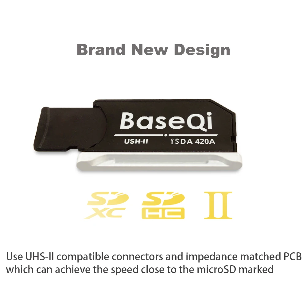 BaseQi-Leitor de cartão Mini Drive de alumínio para MacBook Pro, MacBook Pro, M1, M2, M3 Micro SD Card Adapter420AHB, 14in, 16in, 23 em, 22 em, 21 em, 2021