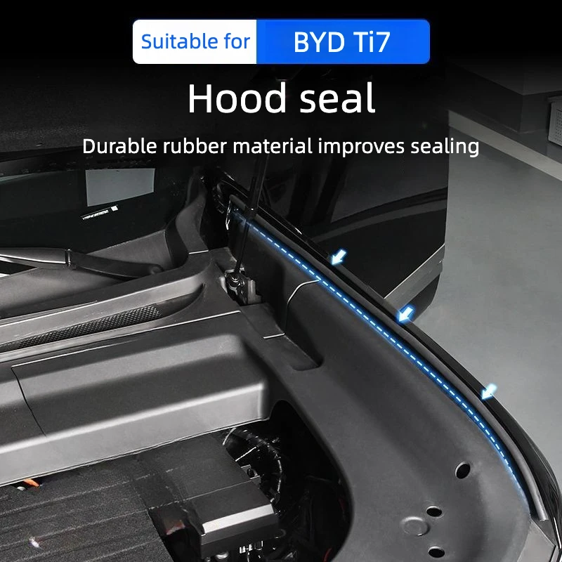 For BYD Ti7 2025‑2026 Engine Hood Weatherstrip Sound‑Insulation Waterproof Rubber Seal Strip Exterior Mod Accessories