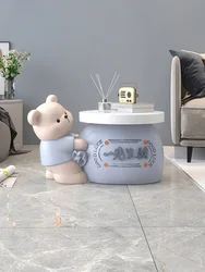 Nordic Designers Cartoon Bear Coffee Table Living Room Furniture Sofa Side Table Lucky Home Accessories Bedroom Bedside Tables