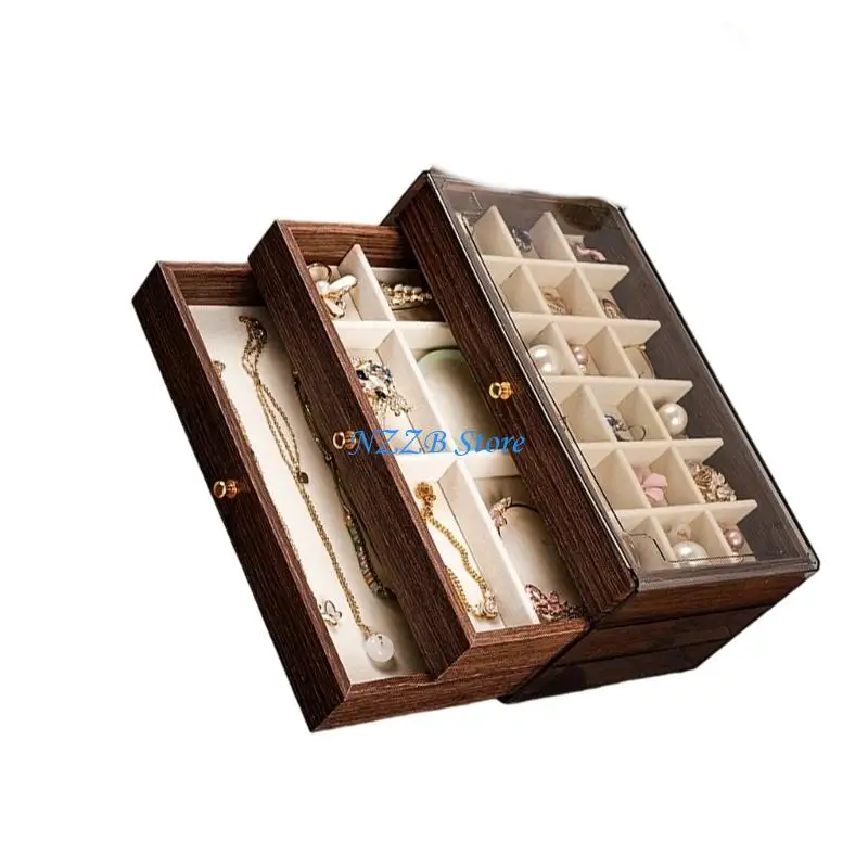 

T21F Jewelry Storage Solution Fastening System Small Space Saving Design Elegant Rings Holder Texture for Jewelry