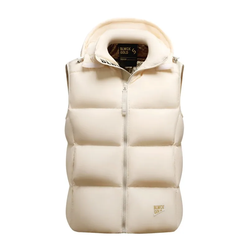 Autumn Winter Men Down Vest Casual Fashion Business British Coat Warm White Duck Down Trend Versatile Male Hooded Jacket Top New