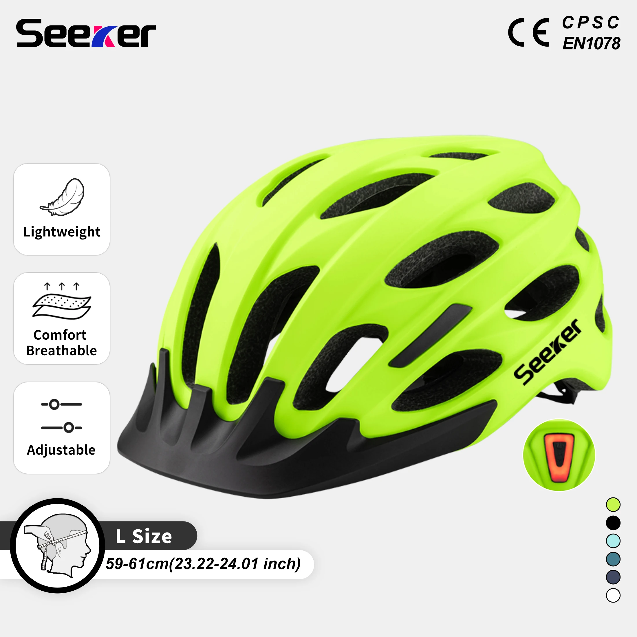 Seeker Helmet Bicycle Adult Road Cycling Helmet Road Cycling Helmet Men's and Women's Sports Protective Light Cycling Cap