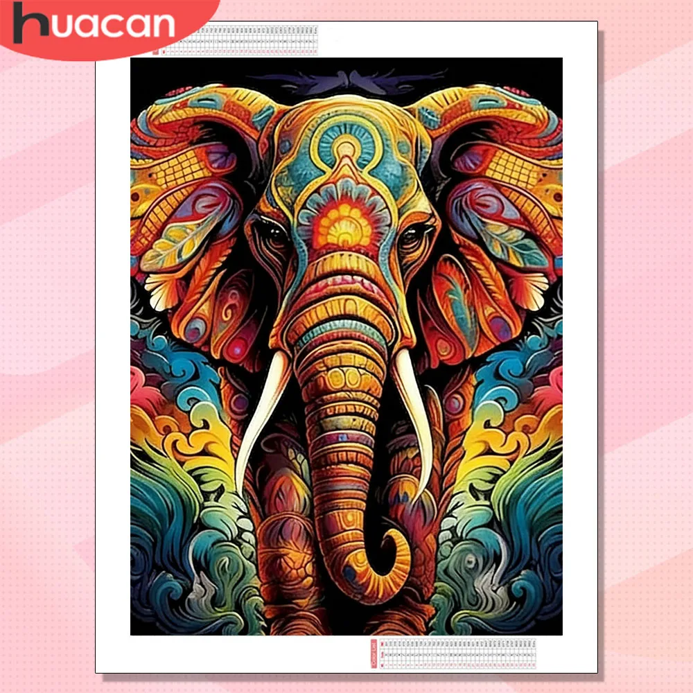 Peinture Diamant HUACAN pour Adultes, Motif Éléphant, Mosaïque Diamant, Loisirs Créatifs Faits Main, Décoration Murale pour Chambre à Coucher