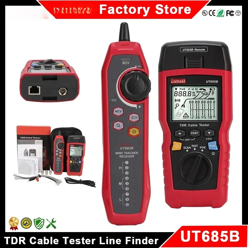 TDR Cable Tester POE Coaxial Network Line Finder Twisted Pair Locator Length Sequence Detector Wire Tracker UT685B Kit