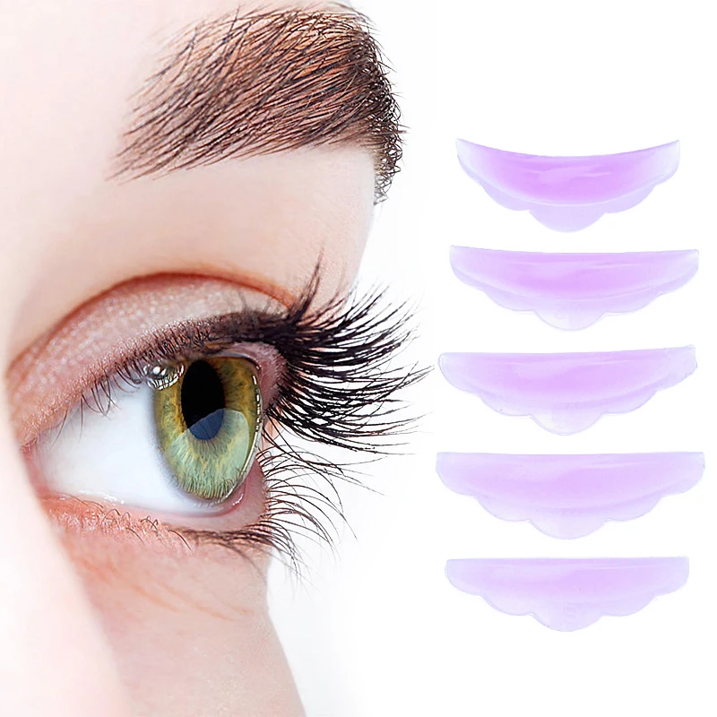 Wieder verwendbare lila Silikon Wimpern Dauerwelle Pad Wimpern Stangen Schild heben 3D Wimpern Locken wickler Zubehör Applikator Make-up-Tool