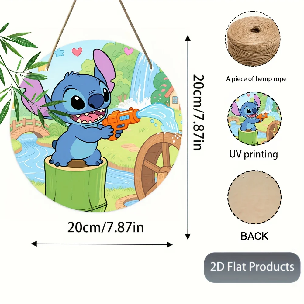 مسطح ثنائي الأبعاد، قطعة واحدة، لافتة خشبية مستديرة على شكل غرزة، فن جداري ثنائي الأبعاد للمنزل والمكتب وغرفة المعيشة - ديكور متعدد الوظائف (لا حاجة إلى طاقة