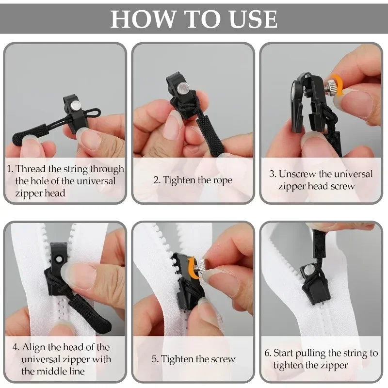 1/20pcs Universal Zipper Repair Kit Detachable Zipper Head Replacement Zipper Slider Puller for Jacket Bags Coat Free Sewing