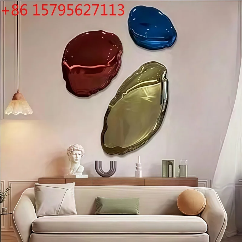 

Stainless steel sculpture background wall, artistic decoration, creative wall-mounted corridor, bedroom, living room, villa