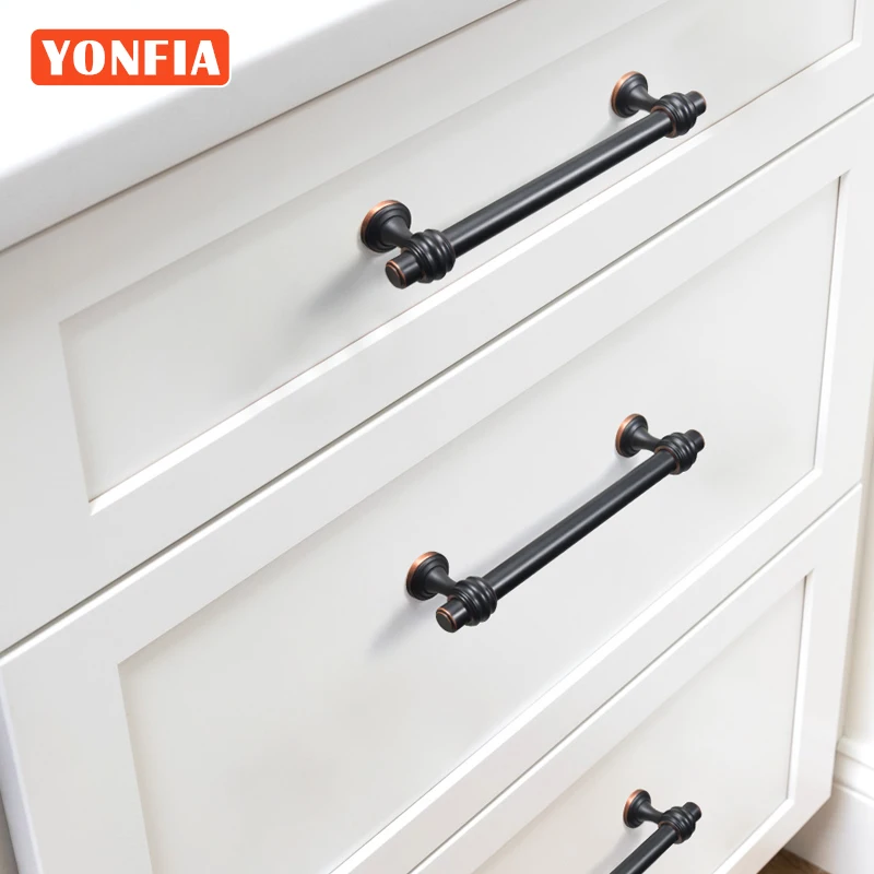 

YONFIA 3644 ORB Black Furniture Kitchen Cabinet Handles And Knobs Zinc Bathroom Cupboard Closet Wardrobe Door Handles For Drawer