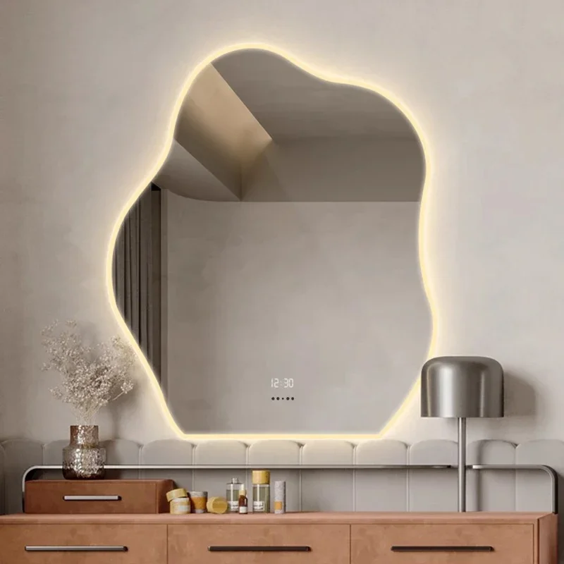 Mirrors Accessories Bath Round Wall Large Mirror Bedroom the Bathroom Full Body Backlight Led Pocket Espelho Light Up Long