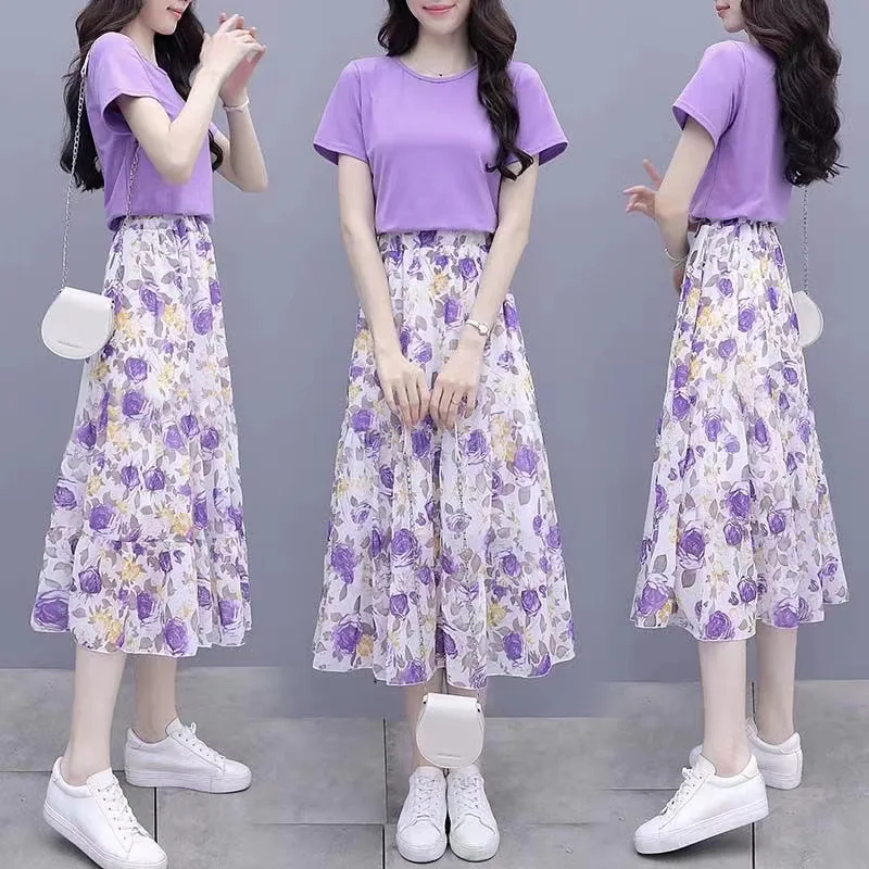 

New 2025 Floral Print Half Skirt Set Women's Summer Fashionable Professional Two-Piece Set Age-Defying Street Style Ensemble