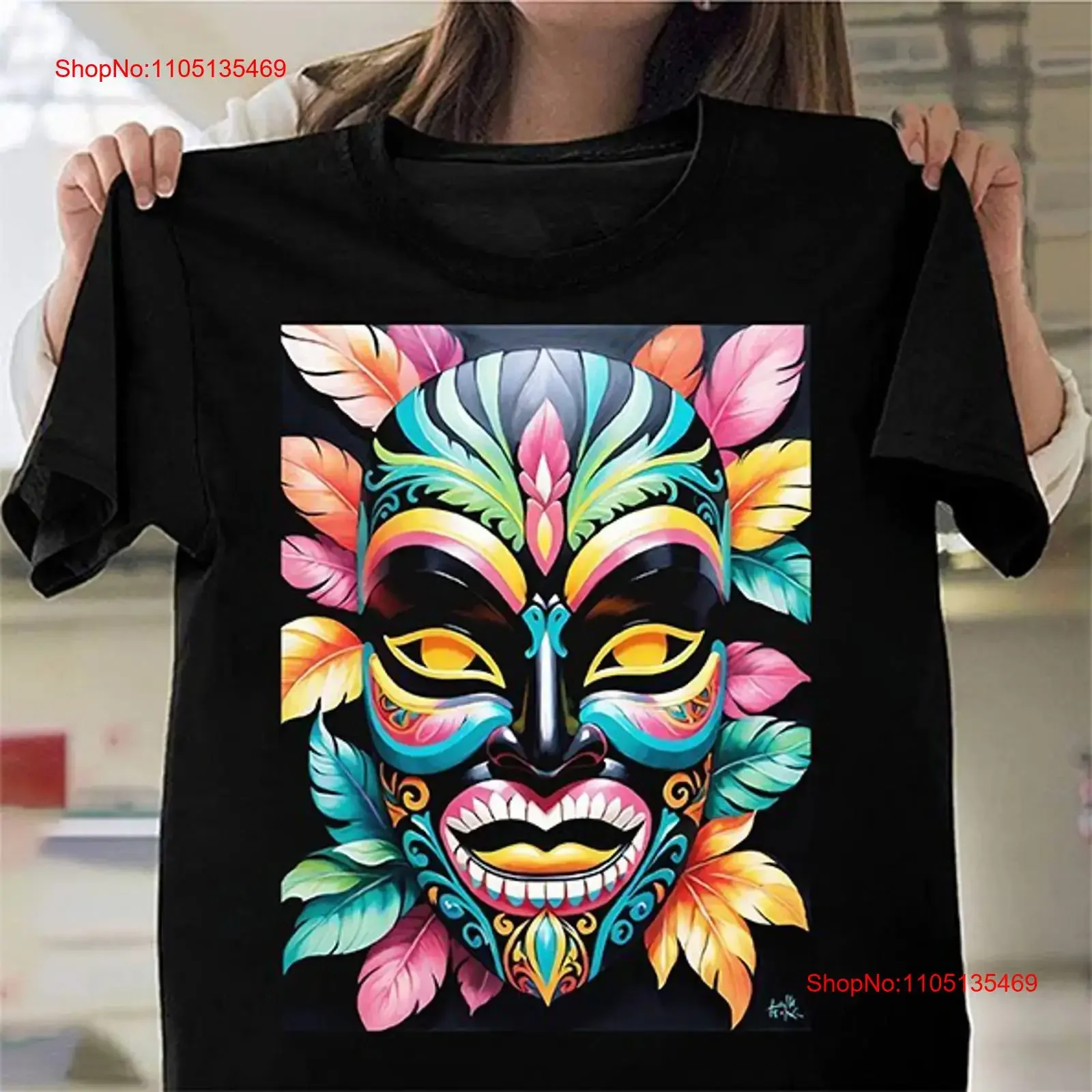 Único TIKI BAR MASK camiseta Floral rosa Idea para disfraz de fiesta hawaiana vintage lavado ropa de diseñador versátil suave homme