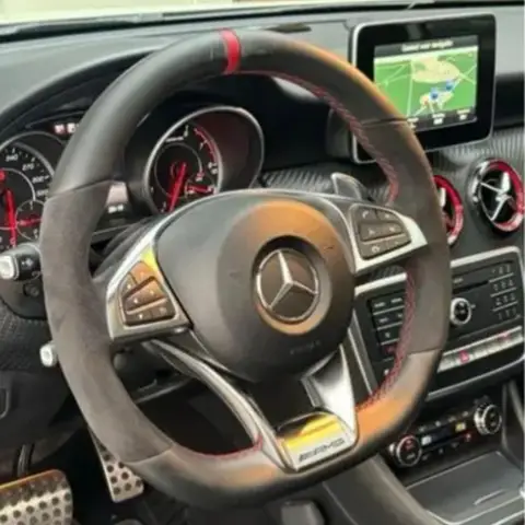 맞춤형 리얼 알칸타라 스티어링 휠 커버, 메르세데스 벤츠 W176 W246 W205 C117 R231 R172 AMG C43 에 브레이드