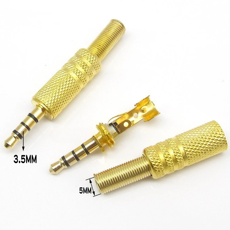 ‌5pcs 3.5mm 4-Pole TRRS Audio Jack Connector, Solderable 4-Pin 3 Ring Male Plug for Headphone/Microphone
