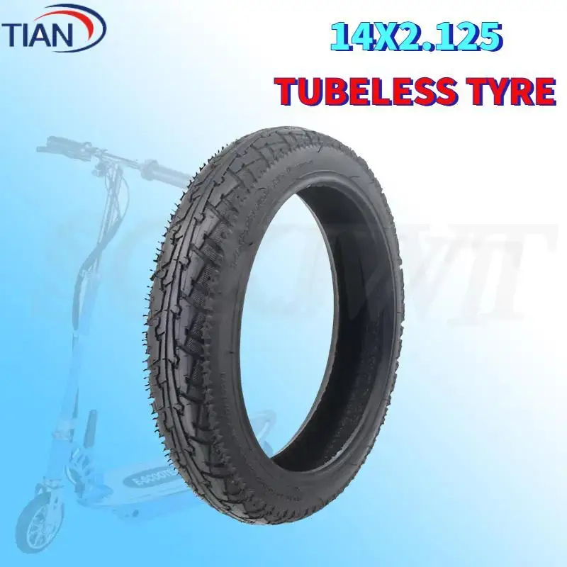 For Electric Bike Replace Wearproof Tubeless Tyre E Scooter Parts Electric Bicycle 14 inch 14x2.125 Tubeless Tire 14 * 2.125
