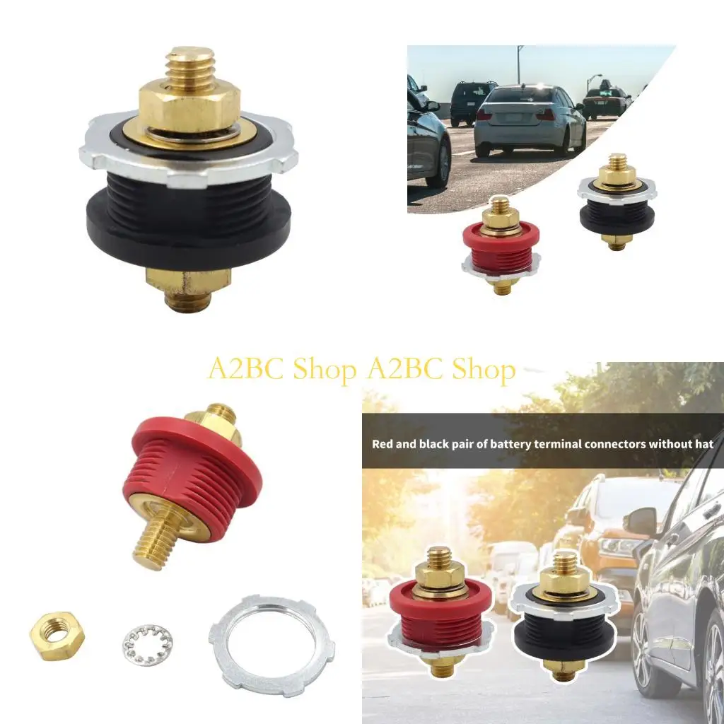 

A2BC Pack of 2 Black Red Zinc Alloy Battery Connectors Terminals Universal No Tools N