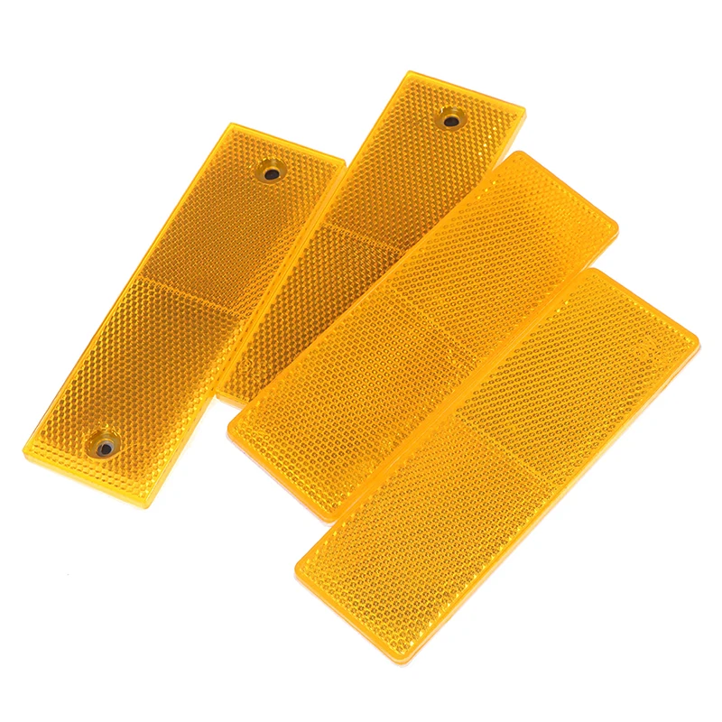 New! 2 PCS Red/White/Orange Truck Motorcycle Adhesive Rectangle Plastic Reflector Reflective Warning Plate Stickers Safety Sign