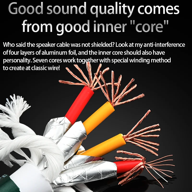 ATAUDIO Hifi Speaker Cable 1 pair High-end 7N OCC Speaker Cable with Banana Y Plug Cable