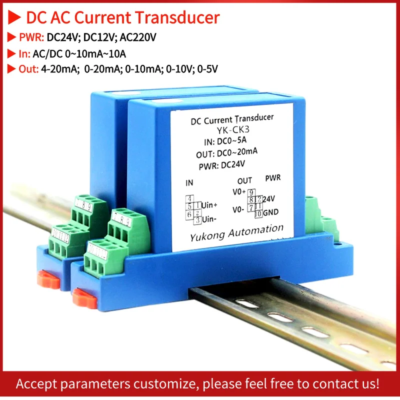 

5A/4-20ma dc current transducer power supply DC24V AC220V perforate type hall current transformer sensor