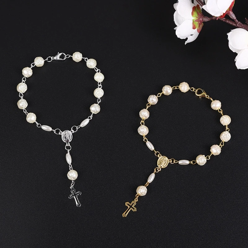 Catholic Church Crucifix for Cross Pendant Rosary Bracelet Christ Prayer Resin Rosaries Beads Chain Religious Jewelry