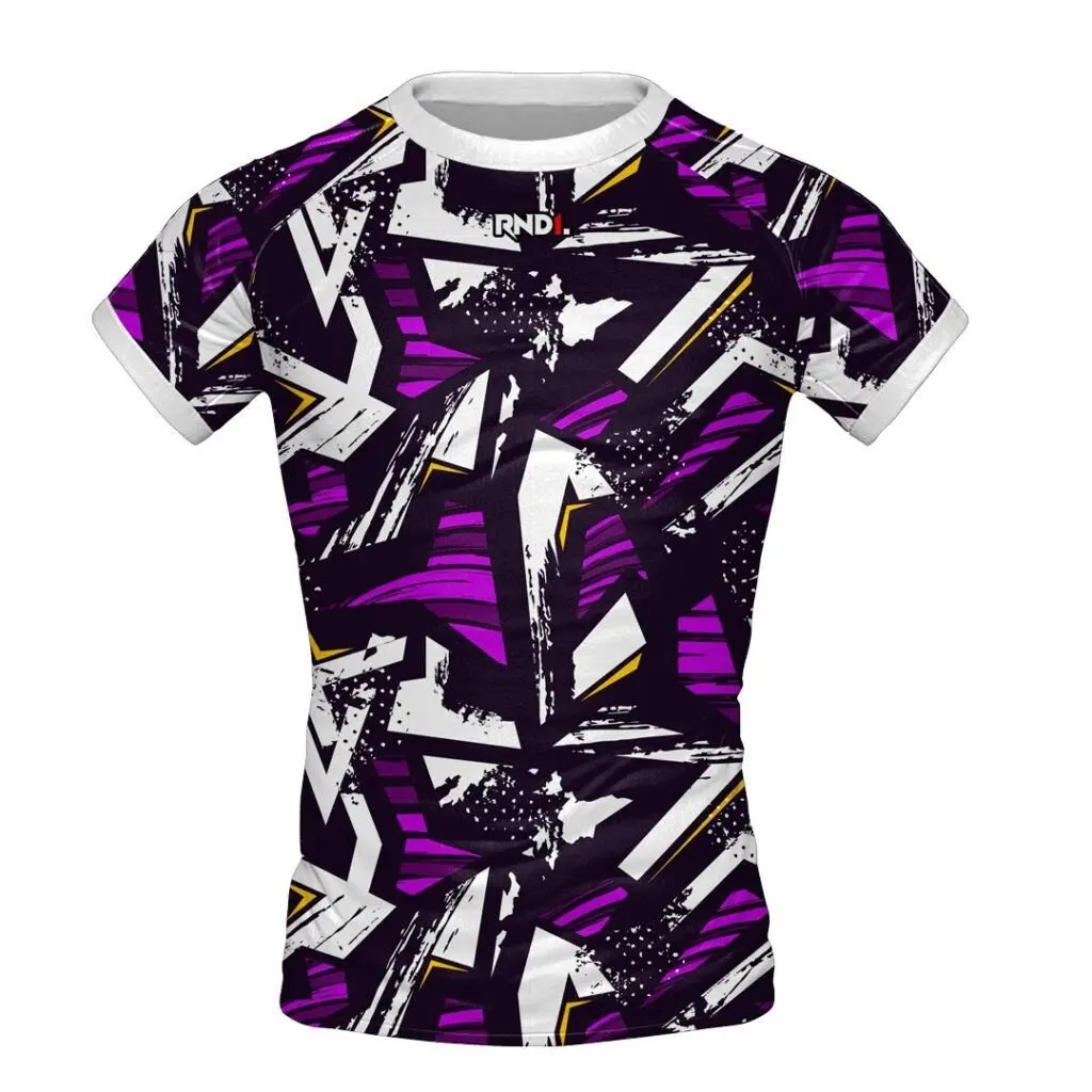 BJJ Shattered Trend Competitive Style Short Sleeve Tee, Quick Dry Breathable Shirt for Sparring and Technical Skill Training