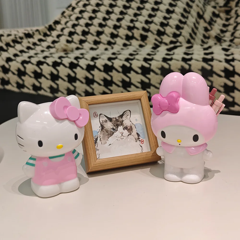 Sanrio Hello Kitty Kuromi My Melody Cute Pen Holder/Makeup Brush Storage Bucket for Student Desktop/Dormitory Room Organizer
