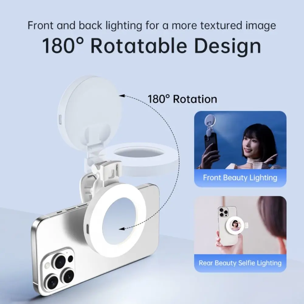 Back Rear Phone Fill Light Selfie Mirror Adjustable Clip Rechargeable Selfie Reflector Mirrors Smartphone Accessories Fill Light