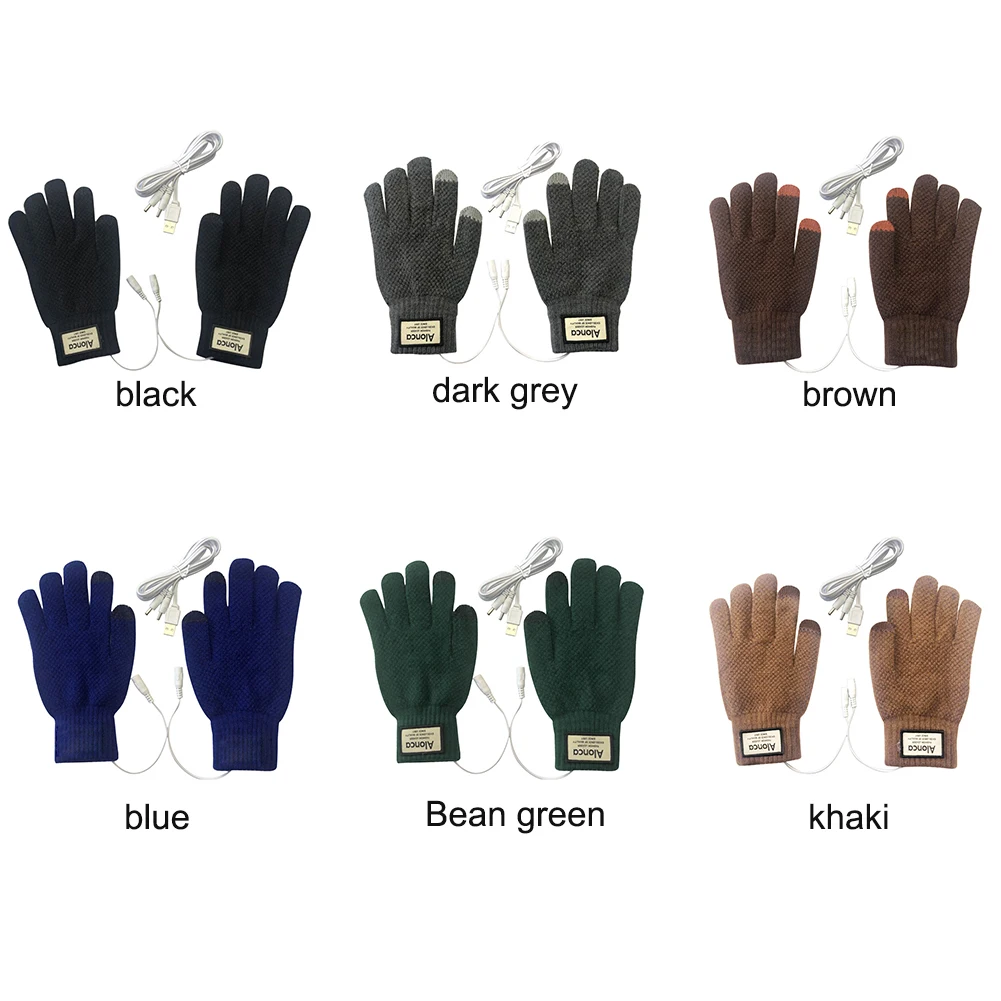 USB قفازات التدفئة اليدوية الدافئة درجة حرارة ثابتة جهاز تدفئة محمول المحمولة يندبروف ساخنة الحياكة قفازات كاملة الأصابع #5