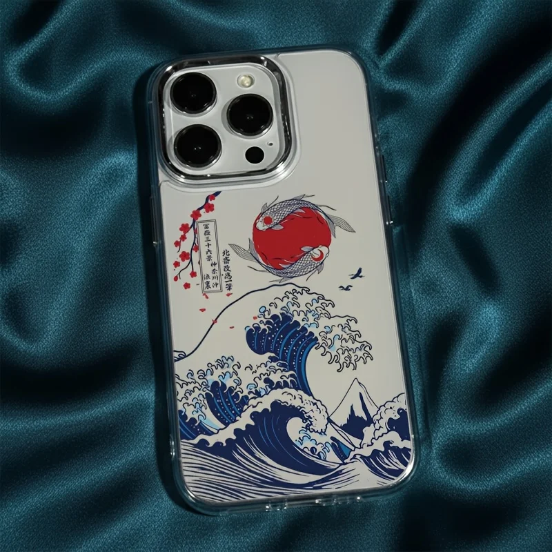 Clear Phone Case For Samsung Galaxy S24 S26 S25 Plus S23 Ultra A56 A55 A17 A26 A57 A36 A37 A06 Soft TPU Japanese Wave INS Cover