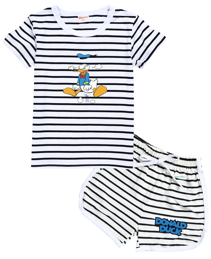 

Donald Duck Cartoon Clothing Baby Boys Summer Clothes T-shirt+shorts Baby Girls Casual Clothing Sets