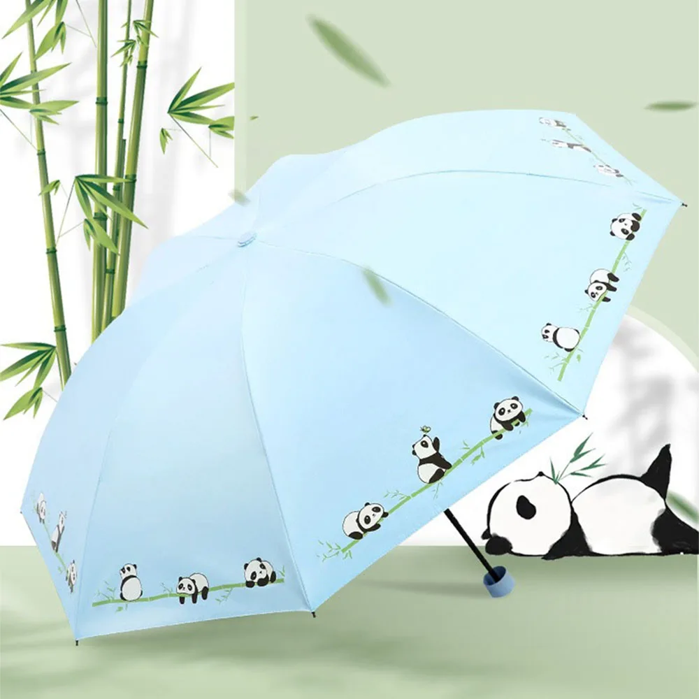 Creative Panda Umbrella Men Women 3-Folding Kawaii Umbrellas UV Sun Protection Umbrella Paraguas Baratos Ombrelloni Parasoles