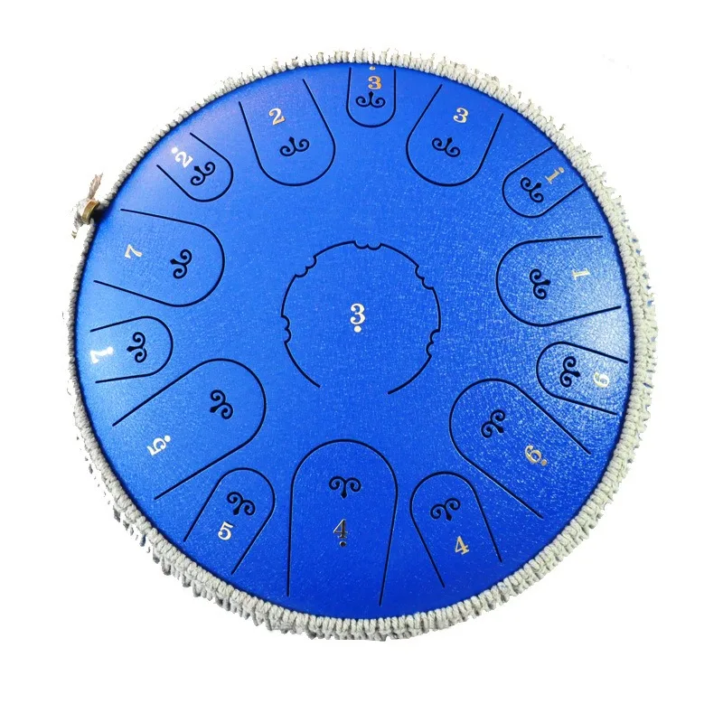 Steel Tongue Drum 14 Inch 15 Tone Yellow Ethereal Drum C Key Music Drums Handpan Professional Percussion Instrument Tambourine