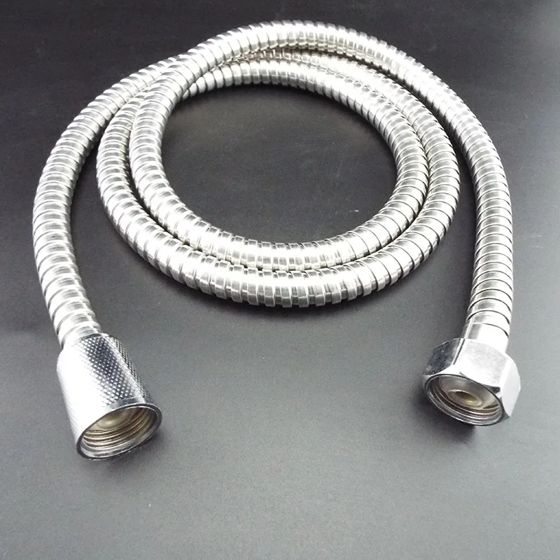 Flexible Shower Hose 1m/1.5m/2m Long Plumbing Hoses Stainless Steel Chrome Bathroom Accessories Water Head Showerhead Pipe