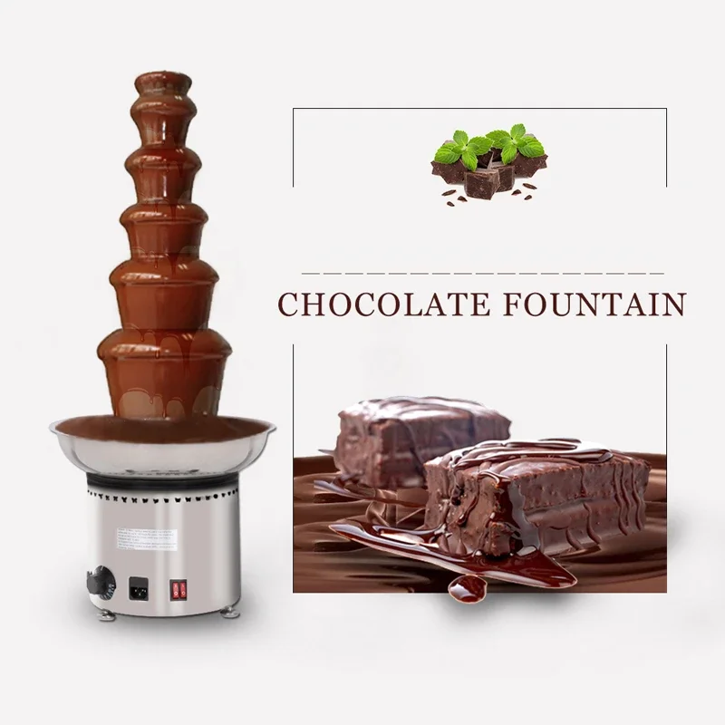 ช็อกโกแลต Fountain เครื่อง 110/220V น้ําตก Commercial ช็อกโกแลตเครื่องช็อกโกแลตฟองดู DIY เครื่อง 6 ชั้น