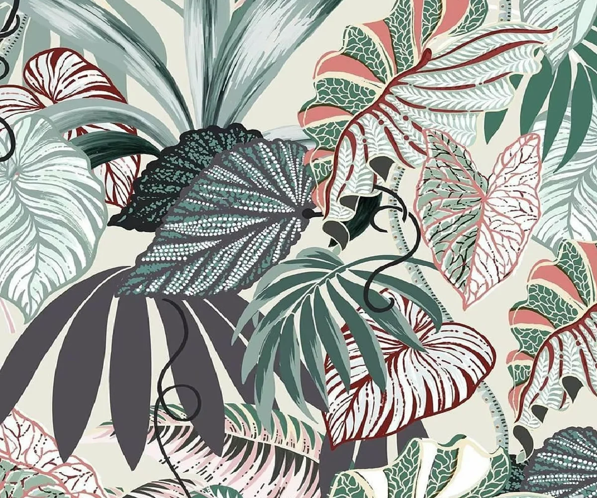 Custom size mural Fresh hand-painted tropical leaves flowers TV sofa background wall home decoration living room 3d wallpaper