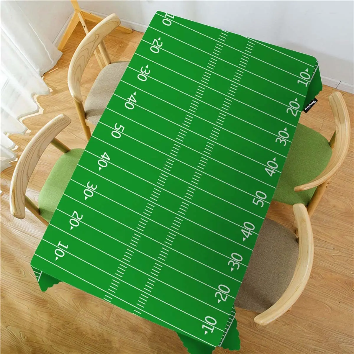 American Football Field Green Lawn Rectangle Tablecloths Kitchen Table Decor Reusable Waterproof Tablecloths Party Decoration