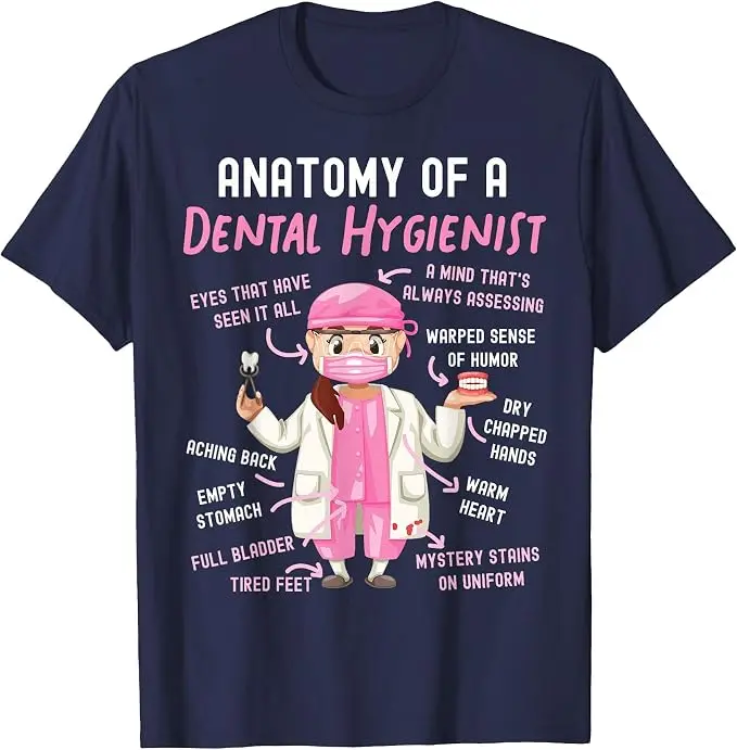 Dentalhygieniker Anatomie T-Shirt Y2k Lustiges Zahnarzt HS0 Grafik Spruch T-Shirt Humor Zahnärzte Personalisierte Weiche Baumwollkleidung – Detail 13