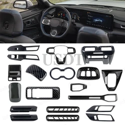 Carbon Fiber Look Car Interior Cover Trim Panel Decoration Fit for Ford Mustang 2024 2025 Carbon Fiber Overlay Parts