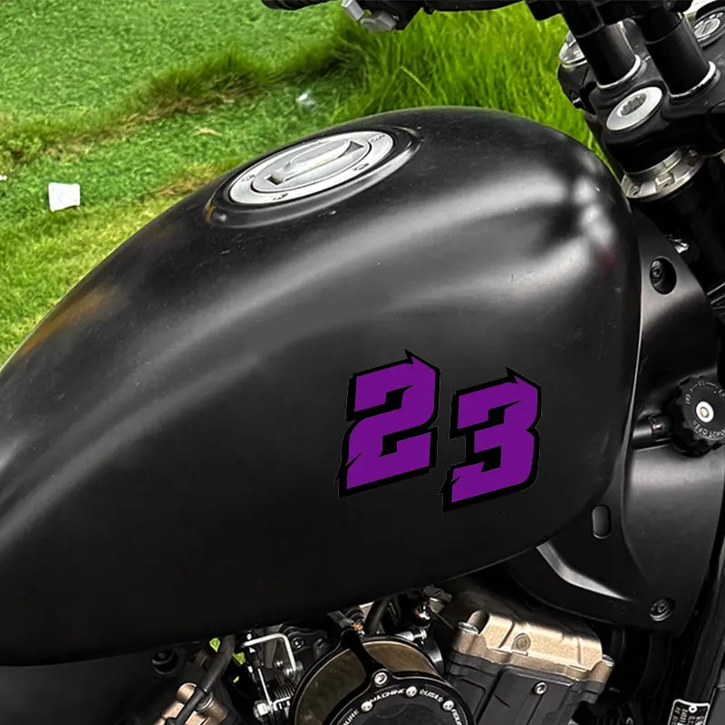 1PC Purple Arabic Numerals Motorcycle Stickers Waterproof for DIY Motorbike Fuel Tank Front Fairing Scooter Helmet Vinyl Decals view 4