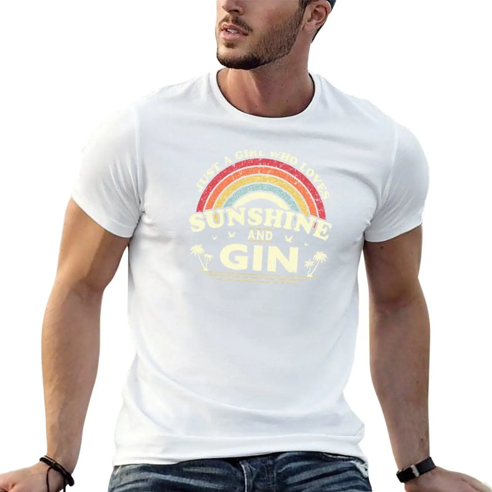 Diseño de ginebra. Sólo una chica que ama el sol y el gin producto camiseta esencial Camiseta de algodón camiseta hombre