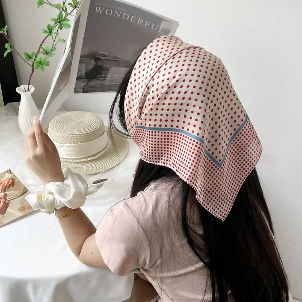 All-match Printed Dot Print Scarf Colorful Y2K Polka Dot Silk Scarf Geometric Shape Hip Hop Punk Bandana Scarf Accessories
