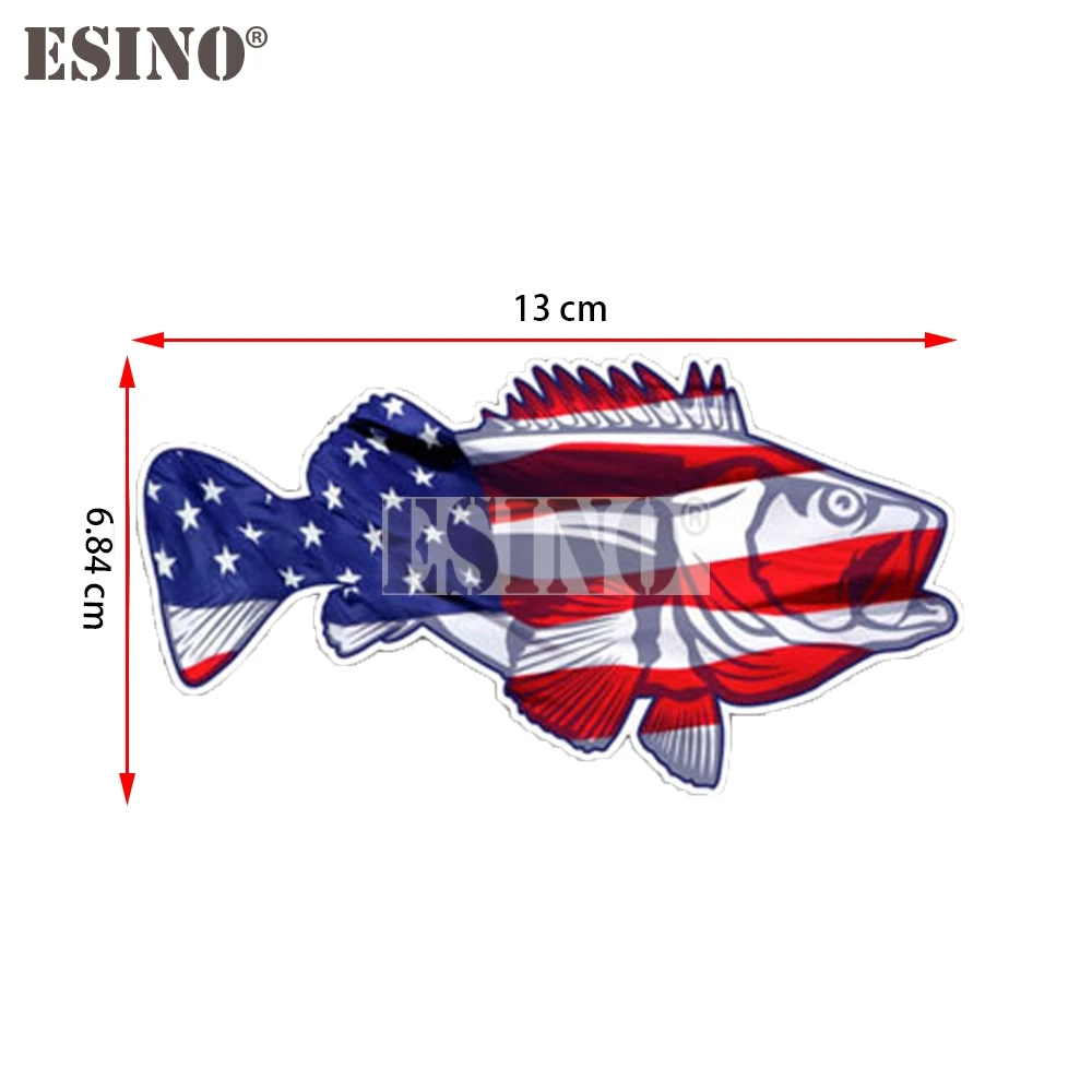 Car Creative USA America National Flag Map Funny Fish Cartoon PVC  Waterproof Car Body Sticker Pattern Vinyl