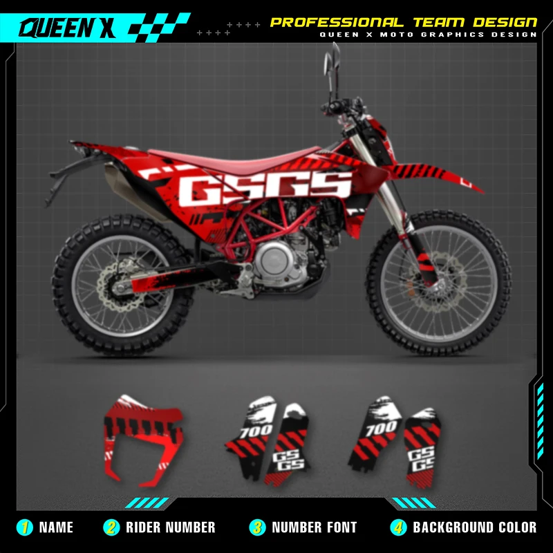 

Queen X MOTOR Custom Team Graphics Background Decals Stickers Kit For GASGAS GAS GAS 2022 2023 2024 SM 700 ES 700