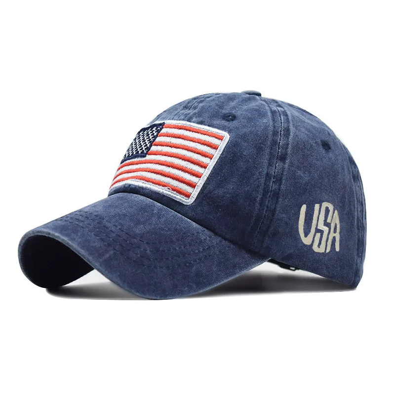

Washed Vintage Letter Baseball Cap Snapback Hat Versatile Trendy Unisex American Flag Pure Cotton Hat