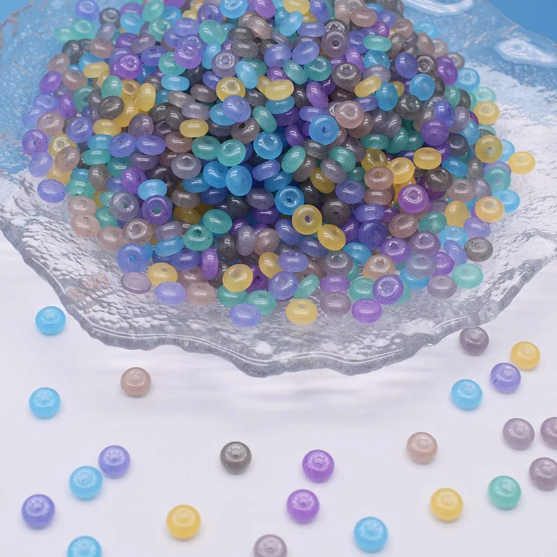 New Color 6x3mm 15g Mixed Color Glass Bead Wheel Flat Round Loose Beads for Jwelry Making DIY Accessories Handmade
