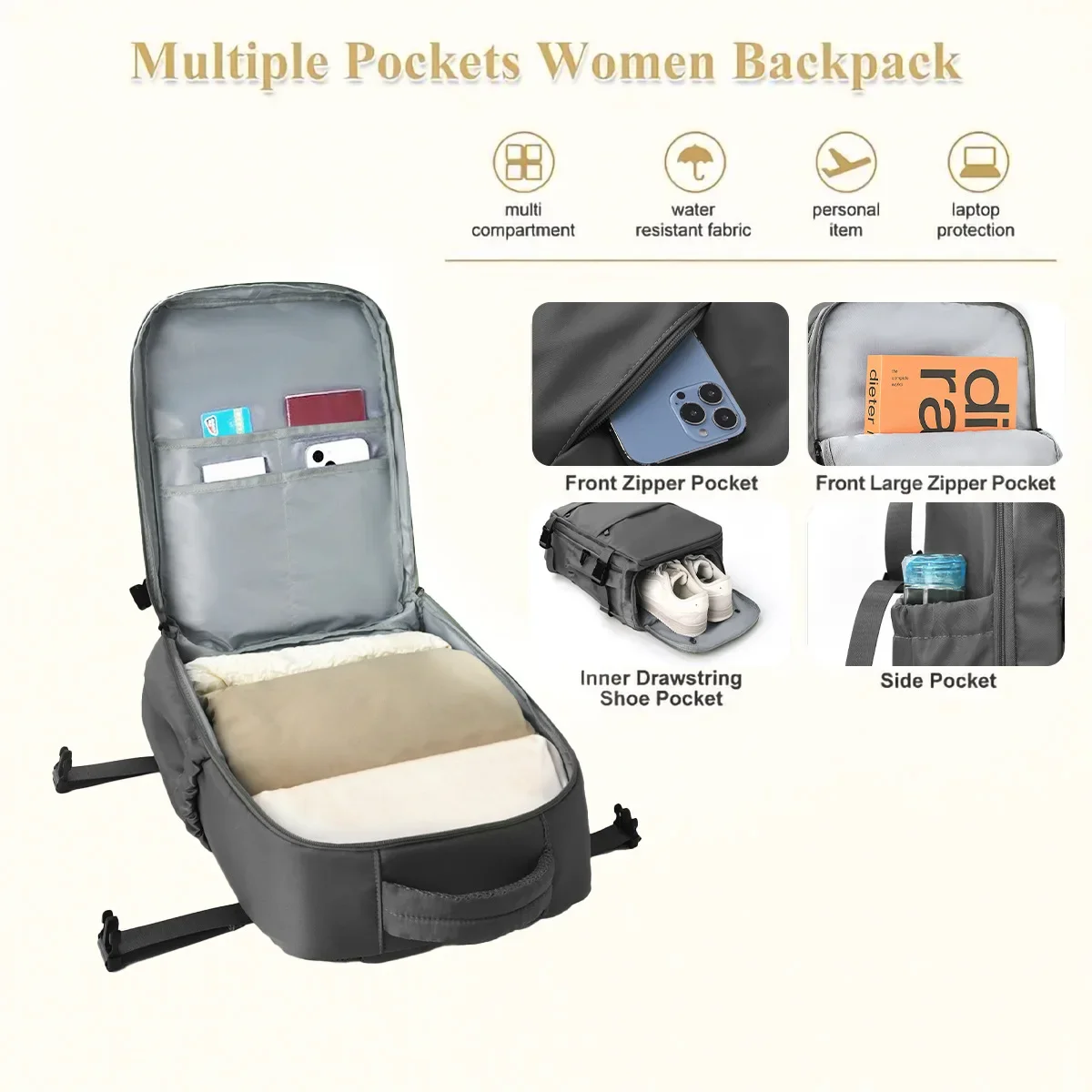 Large Capacity Multifunctional Portable Travel Backpack Nylon Men Women Universal Shoulder Bag for Cross-Border Travel