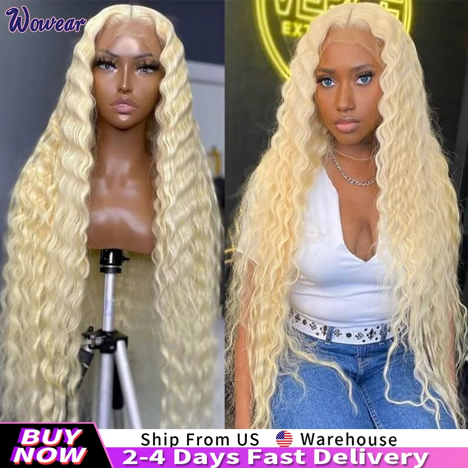 

Wowear 38 Inch Curly Hd Lace Wig 13x6 Human Hair Deep Wave Wigs 13x4 Lace Frontal Water Wave Human Hair Wig Honey Blonde Wig