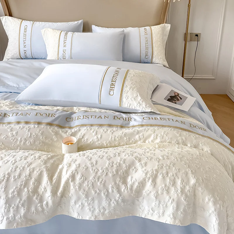 Large Size French Fragrant Breeze French Design Long Staple Cotton Bed Set Four Pieces Duvet Cover Bedsheet