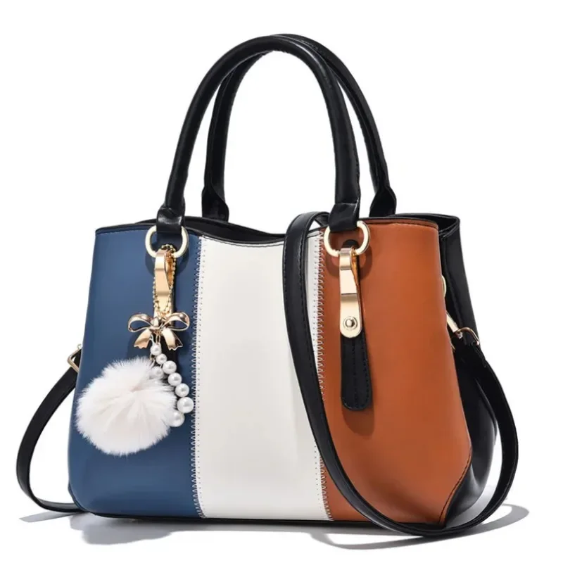 New Fashion Hit Color Ladies Handbag All-Match Hair Ball Pendant Womens Shoulder Messenger Bag European Beauty Bag Bolsos Mujer